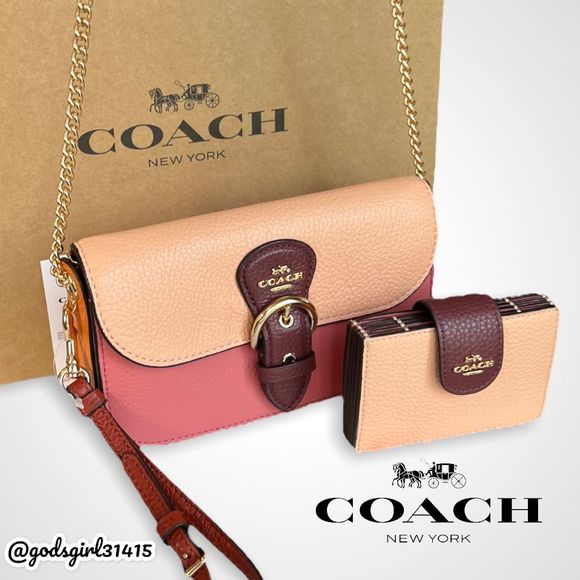 AUTHENTICATED Coach Kleo in Colorblock & Matching Card Case Faded Blush $426 - Picture 13 of 13